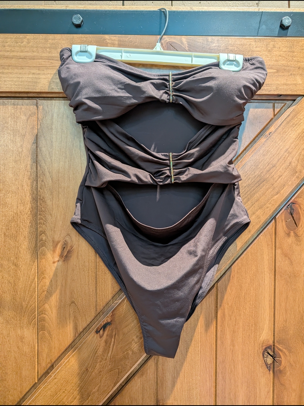 Target Strapless Cutout One-Piece Swimsuit — Chocolate Brown Size L
